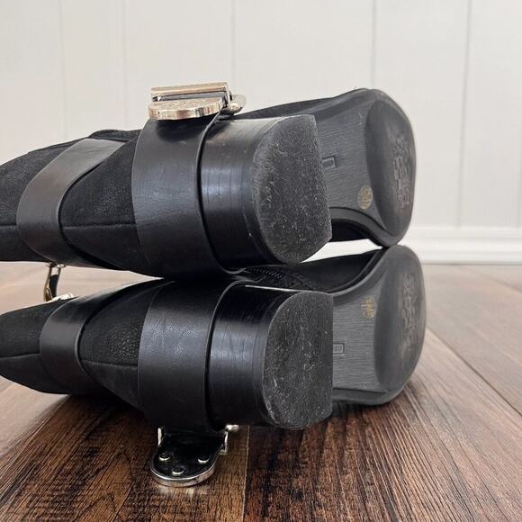 Vince Camuto Moto Buckle Boot Strappy Leather Wrap Western Zip Up Size 8.5 Black - Picture 10 of 15